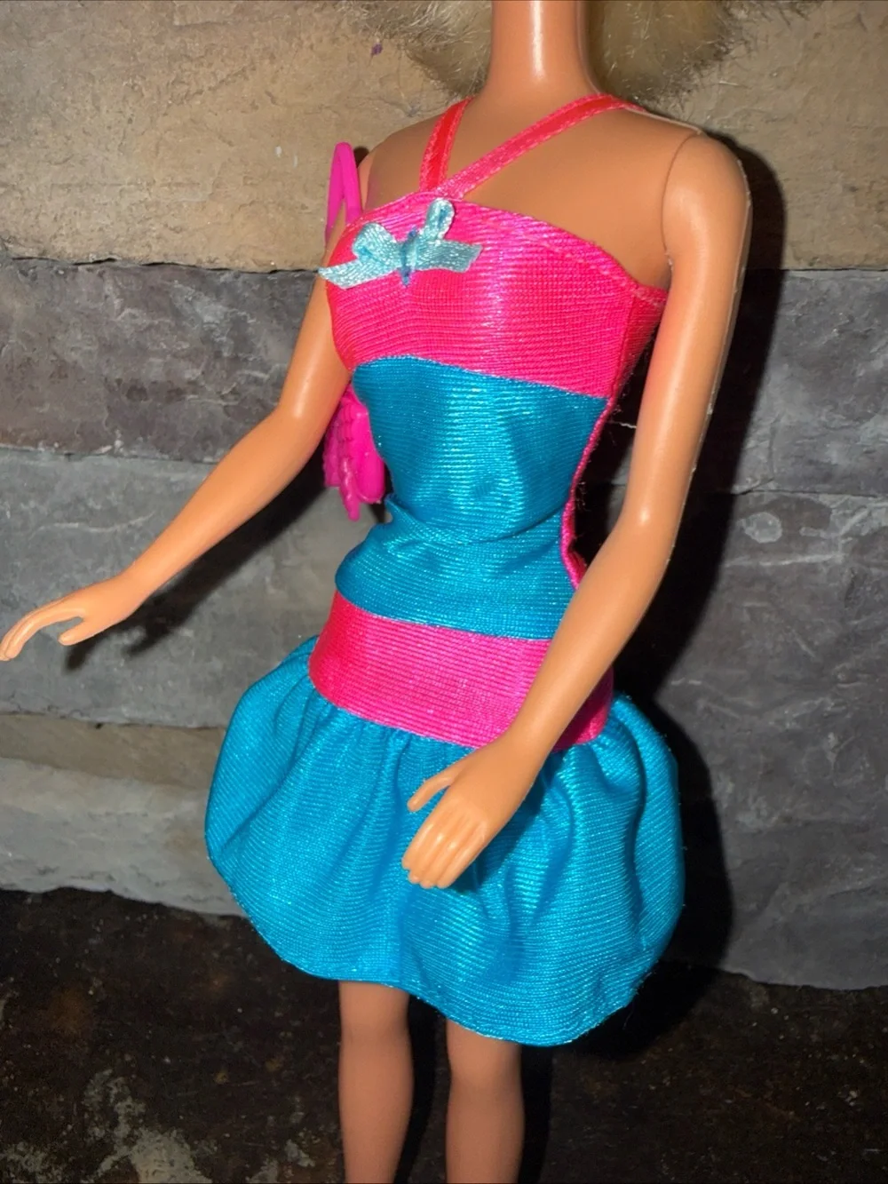 Barbie Vinatge 90’s pink blue dress and accessories